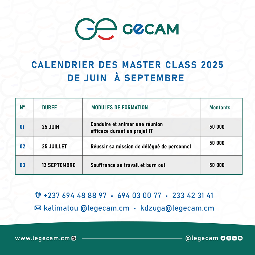 Calendrier des Master class 2025 De juin à Septembre